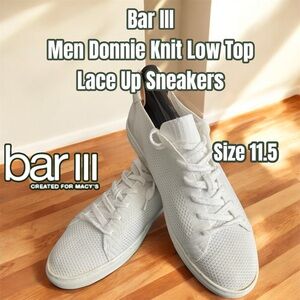 Bar III Men Donnie Knit Low Top Lace Up Sneakers Size US 11.5M White Knit